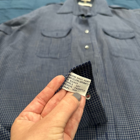 Men's Navy Checkered Shirt - Picture 10 of 11